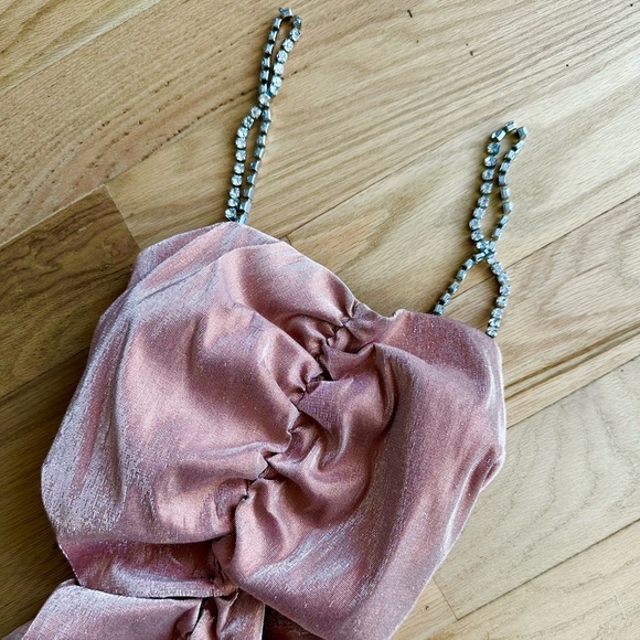 AREA metallic ruched mini dress - Picture 2 of 7